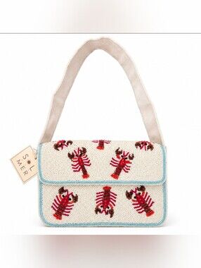 NWT Sol and Mer Viral Beaded Lobster Shoulder Bag White Multi